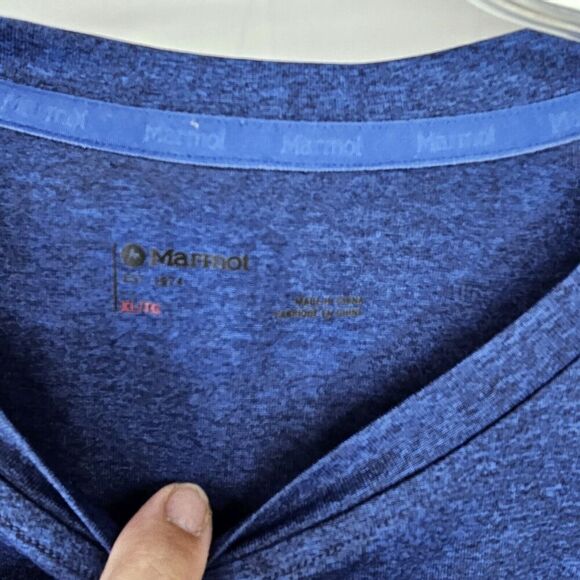 Marmot Men's Size XL Blue Heathered Active Wear T Shirt Short Sleeve - Picture 5 of 6